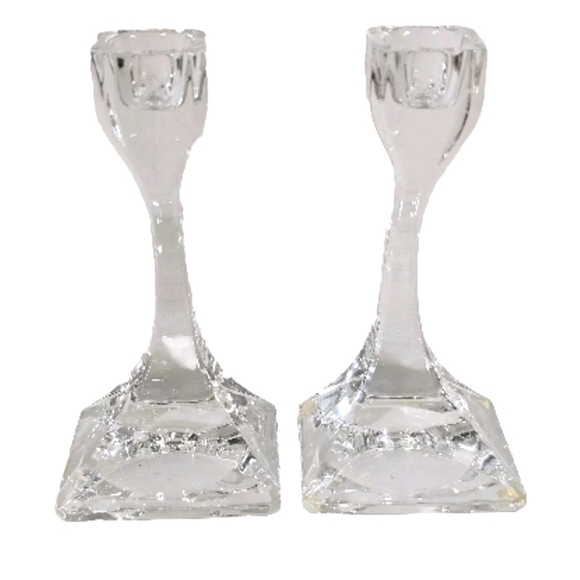Pair Of Claus Josef Riedel Classic Elegant Mininalist Crystal Candle Holders - Picture 3 of 10